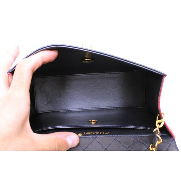 Chanel Trapezoid Flap Bag Two Tone Lambskin Leather Shoulder Crossbody Bag A4695 - Picture 4 of 13